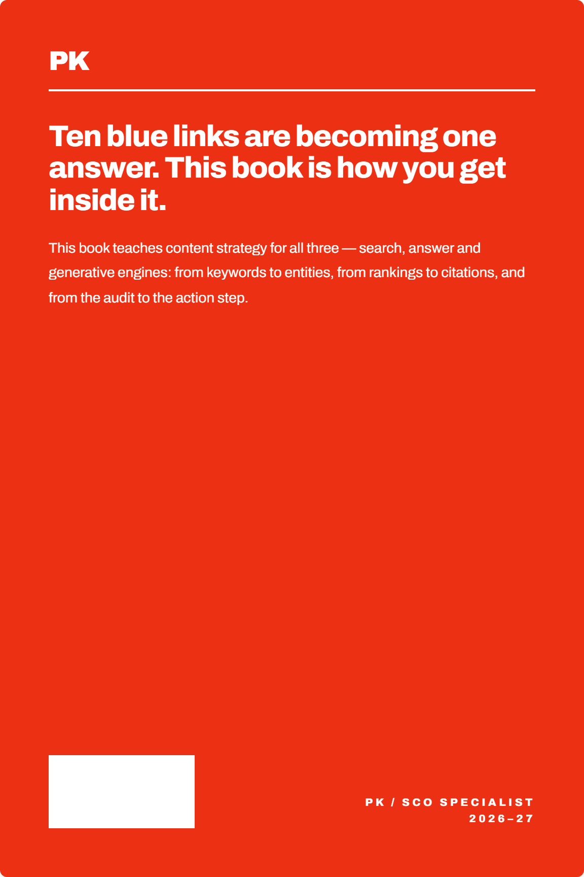 The Ultimate SEO & AI Search Blueprint 2026 10 The New Era: SEO, AEO, GEO & AI Position — back cover